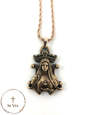 In Via's Our Blessed Mother Pendant- Solid Bronze