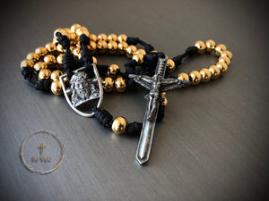 In Via Defender Rosary -Gold Stainless Steel