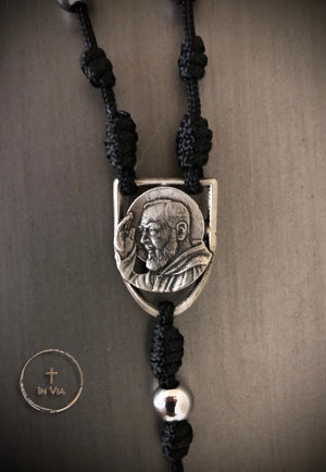 In Via St. Padre Pio Defender Rosary -Stainless Steel
