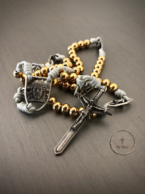 In Via Prince of Peace Octo Metallum Rosary -Solid White Bronze & Gold Stainless Steel